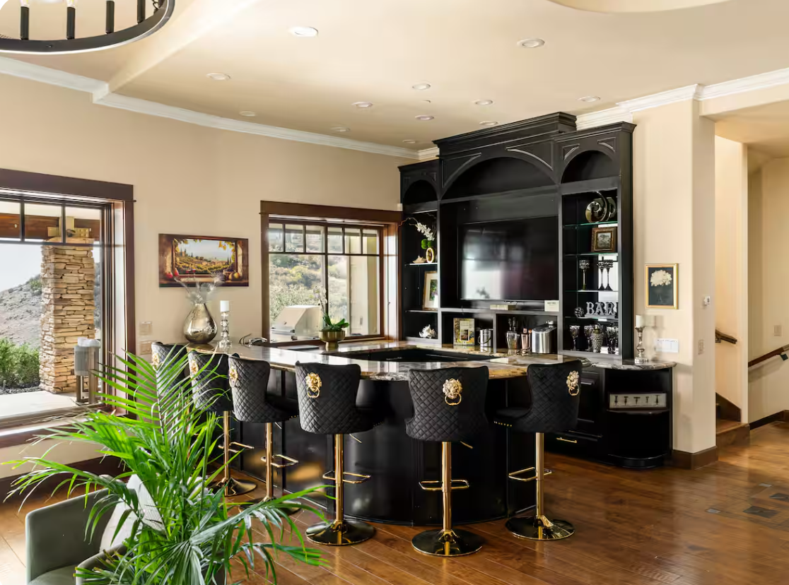 Bar seating with valley views
